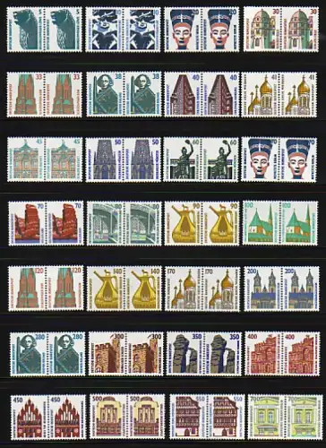 1339 ff SWK 28 Werte aus 100er-Bogen, Satz waagerechte Paare, **