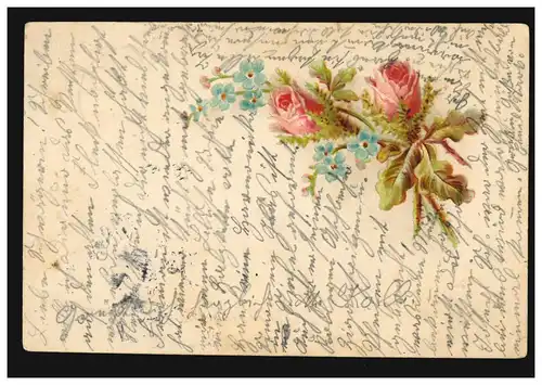 Blumen-AK Rosen und Veilchen, KASENDORF 16.4.1901 nach KULMBACH 17.4.01