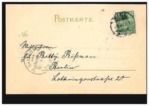 Fleures-AK Veilchen, KIEL 2.8.1900 d'après BERLIN Commandement par le bureau de poste 54 - 3.8.00