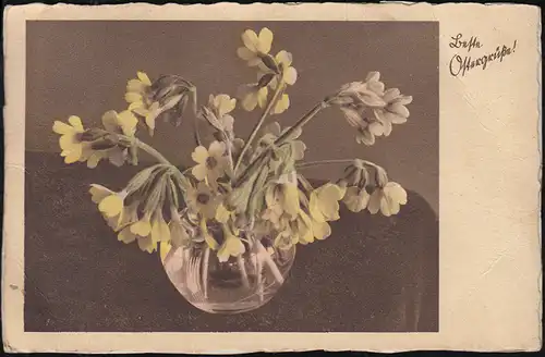 Landpost-Stempel Wüstwillenroth über WÄCHTERSBACH um 1947 auf Oster-AK