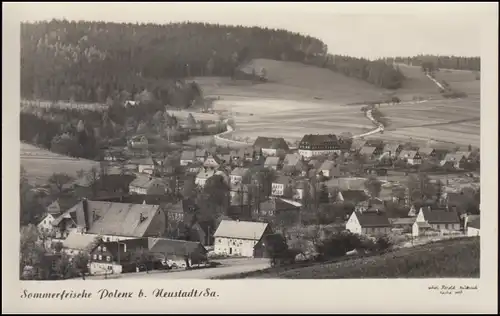 Landpost-Stempel Polenz über NEUSTADT (SACHSEN) 22.7.1957 auf passender AK