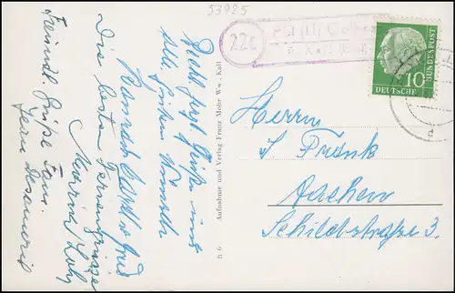 Landpost-Stempel Golbach über KALL um 1960 auf AK Kall / Eidel Panorama