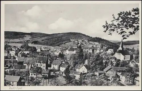 Landpost-Stempel Golbach über KALL um 1960 auf AK Kall / Eidel Panorama