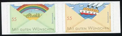 2848-2849 Grußmarken Regenbogen & Schiff aus Folienblatt 13 waagerechtes Paar **