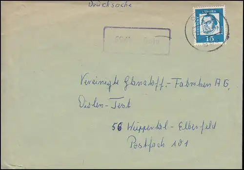Landpost-Stempel 5961 Brün auf Drucksache OLPE 28.4.1963