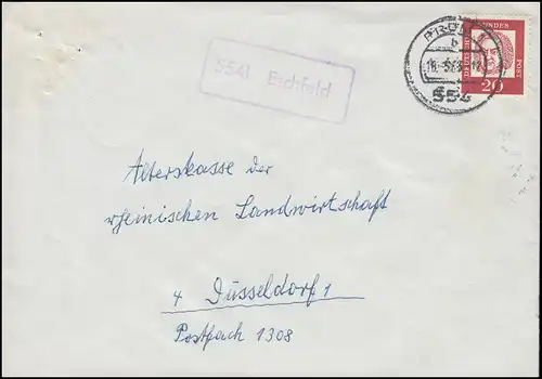 Landpost-Stempel 5541 Eschfeld auf Brief PRÜM 1 - 16.5.1963