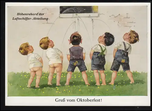 Karikatur-AK Höhenrekord der Luftschiffer-Abteilung - Gruß vom Oktoberfest!