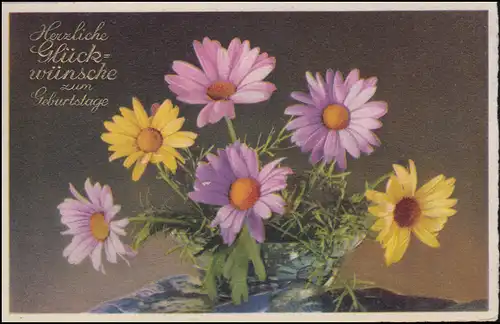 Landpost-Stempel Kleinradmeritz über LÖBAU (SACHSEN) 1940 auf Blumen-AK