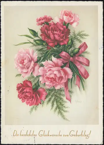 Temple de Landpost Steinbach sur WÜRZBURG 28.1.1960 sur l'AK anniversaire