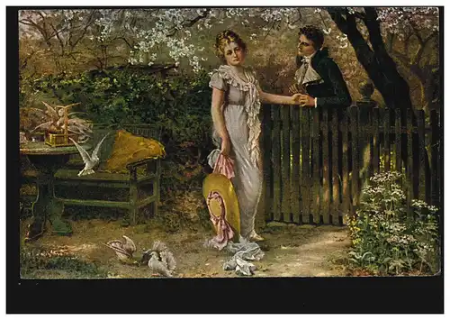 AK H. Koch: En mai - Couple d'amour à la clôture de jardin, inutilisé