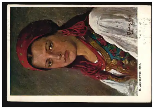 Künstler-AK L. Zelechowski: Bauernmädchen in Tracht, KRAKAU 28.3.1911