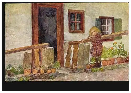 Artiste-AK H. Goldenberg: Hausgartlein, Wiener Kunst, couru 1919