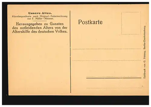 Künstler-AK F. Müller-Münster: Unsere Alten - Alter Mann, ungebraucht