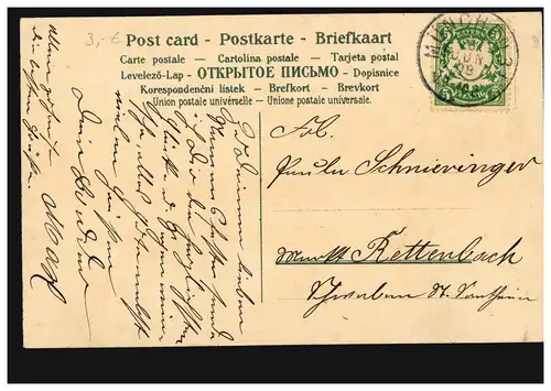 AK artiste ambiance soirée en hiver berger avec troupeau, MUNICH 8.6.1908