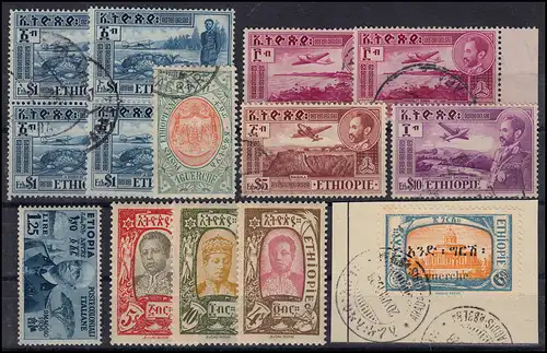 Éthiopie: Petit lot de 1920/1950 avec 14 valeurs O / * Falzspur