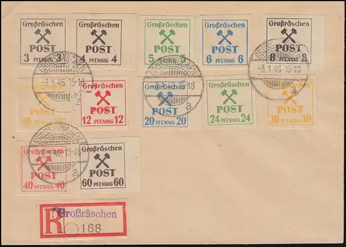 Grosse pousse 31-42 timbres de taxe, 12 valeurs complètes, Lettre Blanko-R 3.1.1946