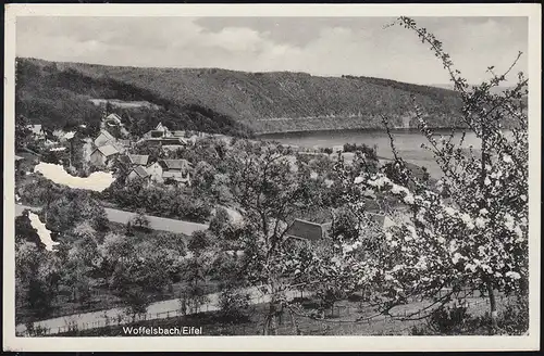 Landpost-Stempel Woffelsbach über MONSCHAU 27.8.1957 auf passender AK