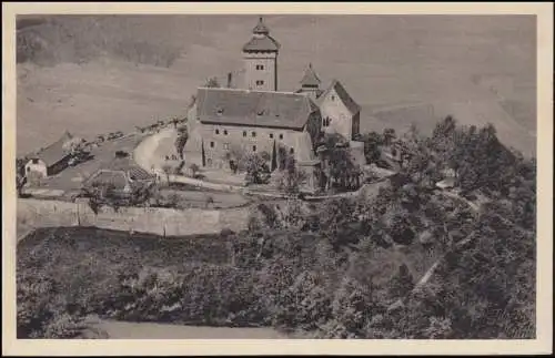 Landpost-Stempel Holzhausen Arnstadt Land. 19.9.1939 sur AK Veste Kreisenburg