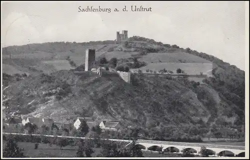 Landpost-Stempel Sachsenburg sur les ENGRAIS LAND 21.5.1934 sur AK approprié