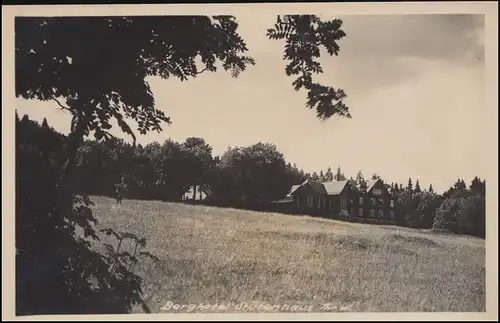 Landpost-Stempel Stutenhaus am Adlersberg auf AK Berghotel, SSt FRAUENWALD 1939