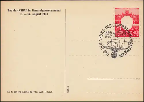 Generalgouvernement 106 NSDAP auf FDC-Ansichtskarte ESSt KRAKAU 13.8.1943