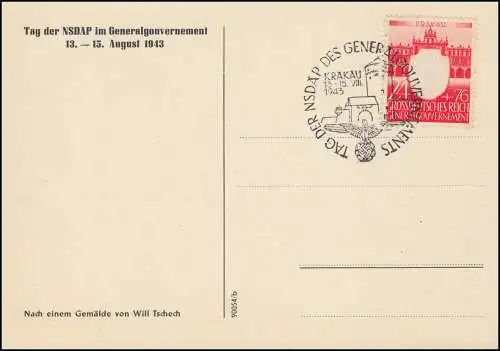 Generalgouvernement 106 NSDAP auf FDC-Ansichtskarte ESSt KRAKAU 13.8.1943