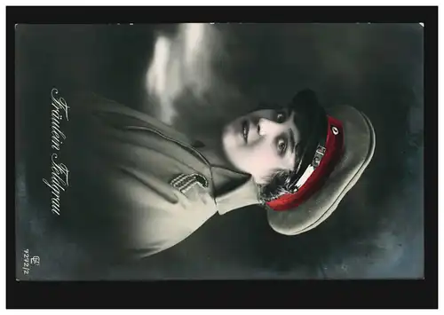 Mode-AK Fräulein Feldgrau, coloriert, beschriftet