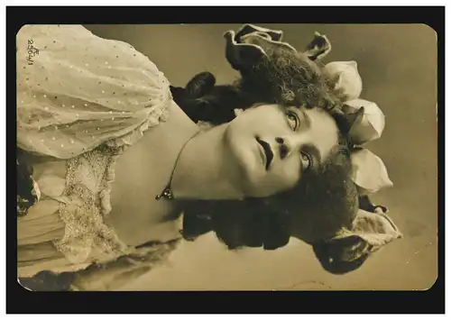 Mode-AK Frauenbildnis mit Kopfschmuck, RUMMENOHL 6.1.1908 nach Köln