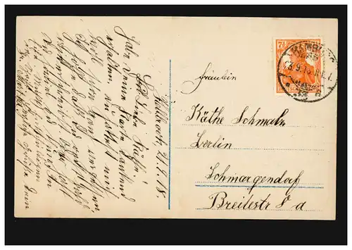 Mode AK femme cheveux courts, chemisier blanc, boucle, HAMBURG 33 a 23.9.1918