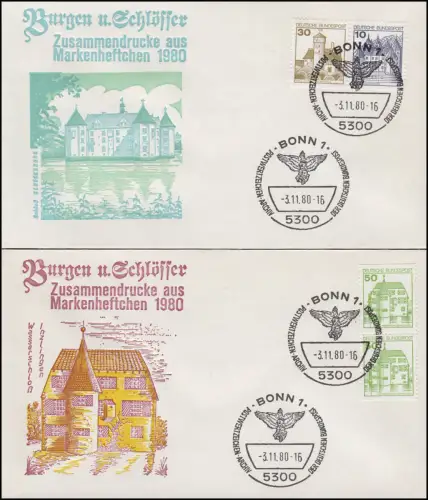 ZD-Set aus HBl. 28 BuS 1980: 10 ZD und 4 C/D-Paare auf 14 FDC BONN 3.11.80