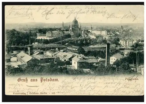 AK Gruss de Potsdam - Panorama, BERLIN S 42 a 24.5.1899 vers RIXDORF 24.05.99