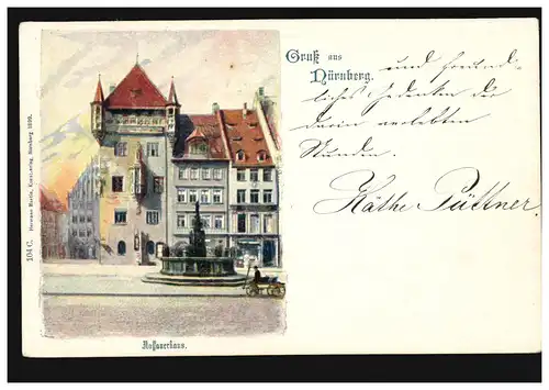 AK Salutation de Nuremberg: Nassauerhaus, Verlag Hermann Martin 1899, inutilisé