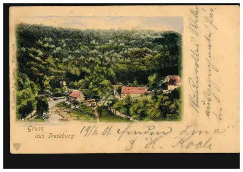 AK Gruss de Treseburg, RÜBELAND 20.6.1901 vers HANNOVER 1 p 20.06.01