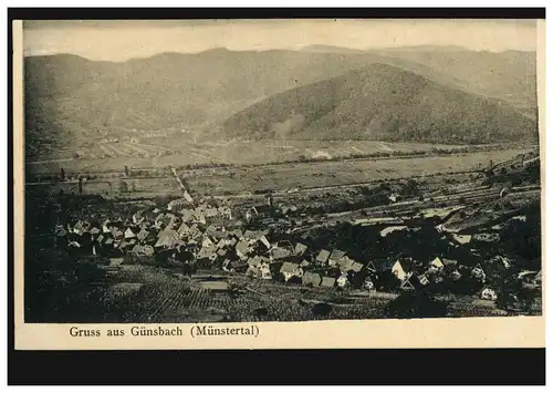 AK Gruss aus Günsbach (Münstertal) - Panoramaansicht, Feldpostkarte 1915