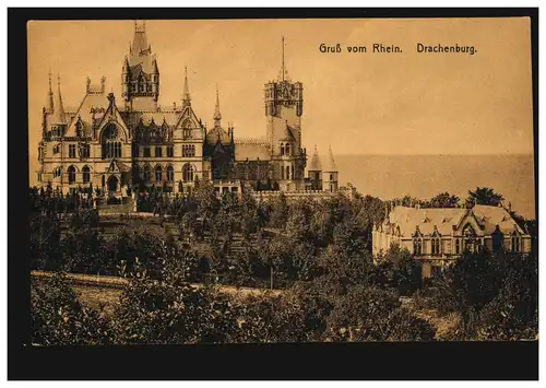 AK Salut du Rhin: Drachenburg, Verlag K.M.S., inutilisé