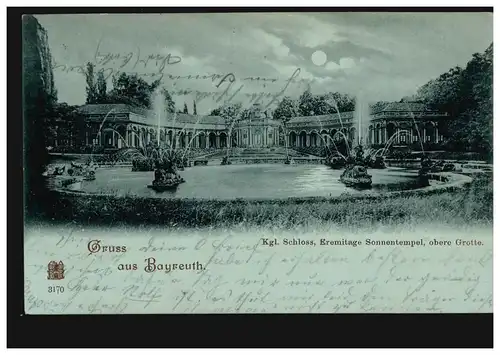 AK Grousse de Bayreuth: Château, Eremitage Temple Soleil, Grotte supérieure, 1898