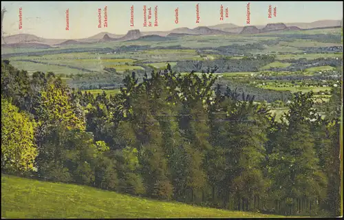 Landpost-Stempel Borsberg über DRESDEN-LAND WEISSER HIRSCH auf passender AK