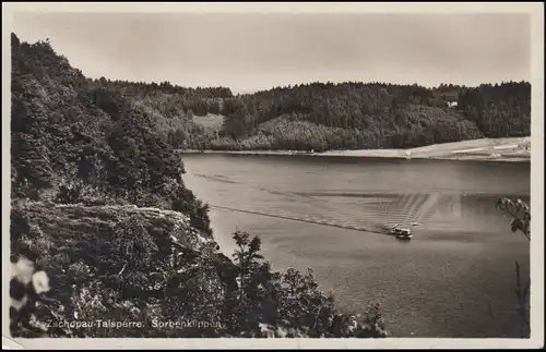 Landpost-Stempel Falkenhain über MITWEIDA 30.7.1935 auf AK Talsperre Kriebstein