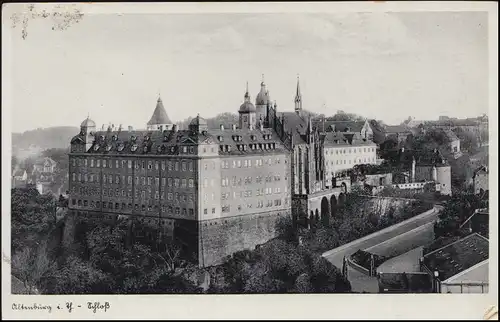 Landpost-Stempel Gimmel über SCHMÖLLN LAND 2.9.1935 auf AK Altenburg Schloss