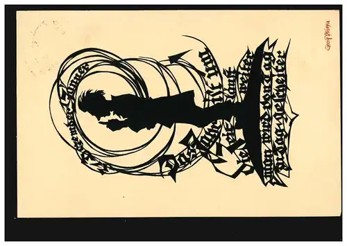 AK de ciseaux L'année est terminée! Carte Georg Plischke, AURICH 30.12.1932