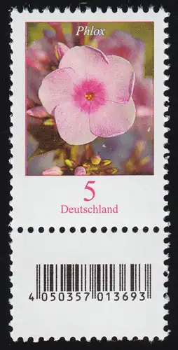 3296 Phlox 5 Cent aus 200er-Rolle, mit Nr. und Codierfeld (offene 4) **