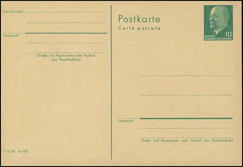 P 75 Walter Ulbricht 10 Pf 1966, code postal, frais de port