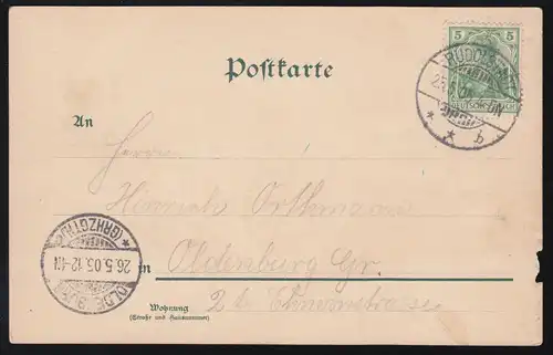 AK Gruss de Rudolstadt: Panorama, 25.5.205 vers OLDENBURG (GRHZGTH) c 26.5.05