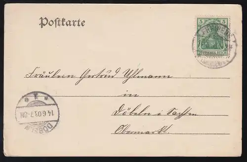 AK Gruss aus Freiberg in Sachsen: Jakobikirche, 14.6.1903 nach DÖBELN 14.6.03