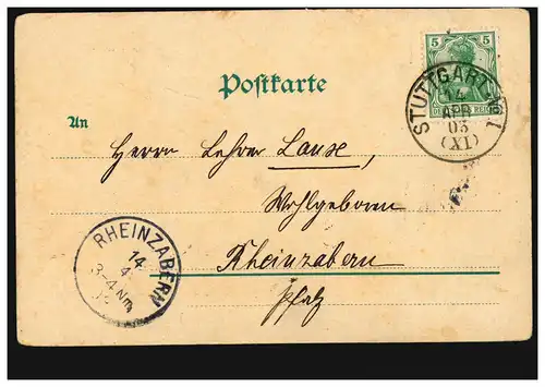 AK Stuttgart: Schlossplatz mit altem Schloss, STUTTGART No.1 (XI) 14.2.1903