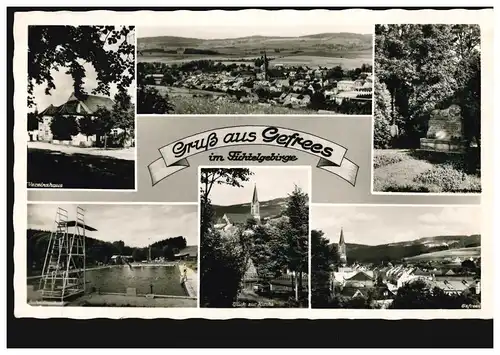 AK Gruß aus Gefrees im Fichtelgebirge mit 6 Bilder, SELB 1 - 11.6.1954 