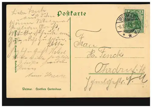 AK Weimar: Maison d'hôtes de Goethe, WEIMAR d - 6.12.1913