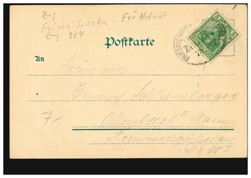 Bahnpost FRIEDRICHRODA-FRÖTTSTEDT ZUG 384 - 25.7.1902 auf AK Thorstein