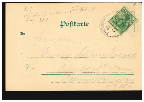 Poste ferroviaire FRRIEDRICHRODA-FRÖTTSTEDT ZUG 384 - 25.7.1902 sur AK Thorstein