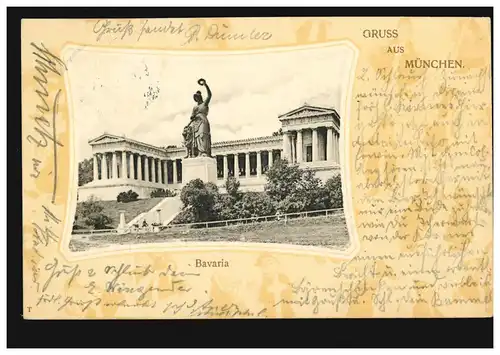 AK Gruss aus München: Bavaria, 12.5.1904 nach HILLSCHEID 13.5.04
